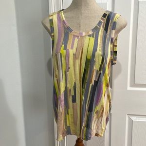 Simply vera Wang top sleeveless knit yellow striped rayon soft women’s size M